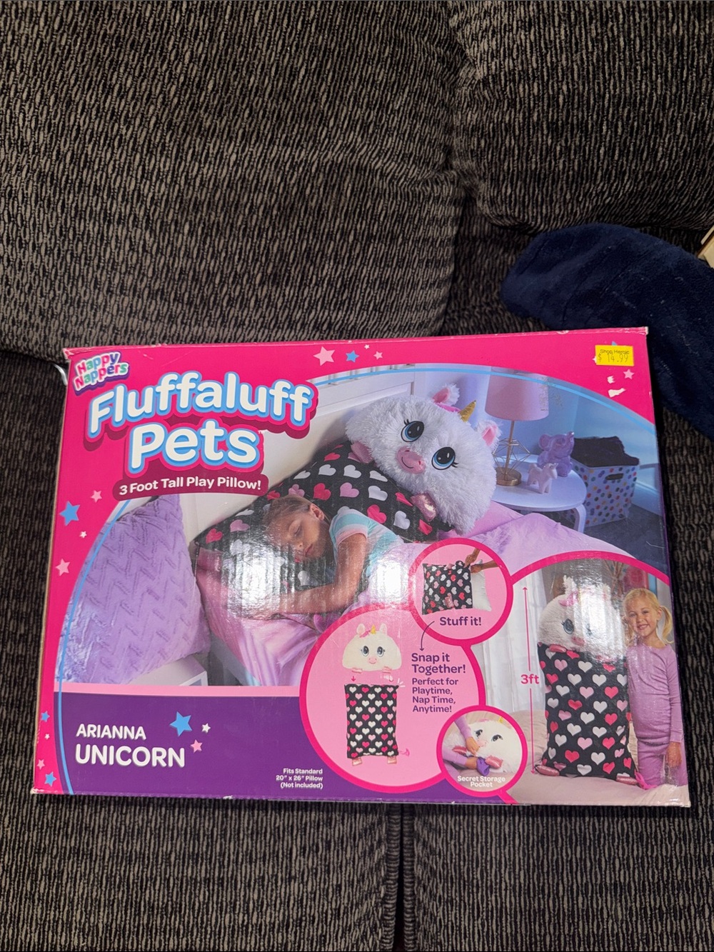 Happy Nappers Fluffaluff Pets Arianna Unicorn Plush Play Pillow . Brand New!!
